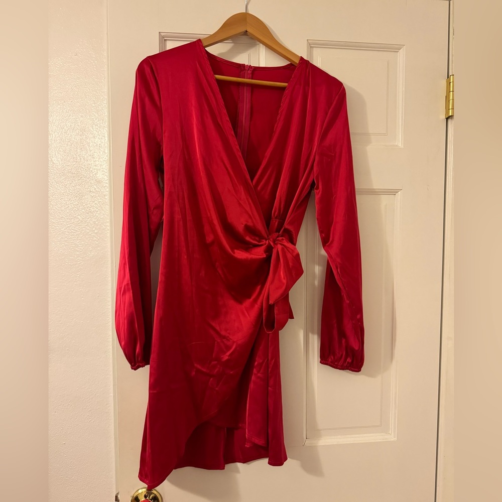 Red wrap dress